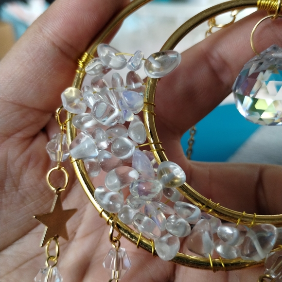 Opalite Crystal Moon Sun Catcher - Picture 4 of 5